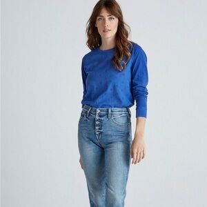 Lucky Brand Mixed Media Pullover Eyelet Lightweight Shirt Top in‎ Surf the Web